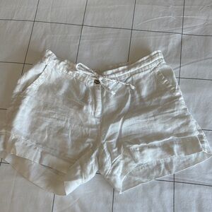 Women's White Linen Shorts